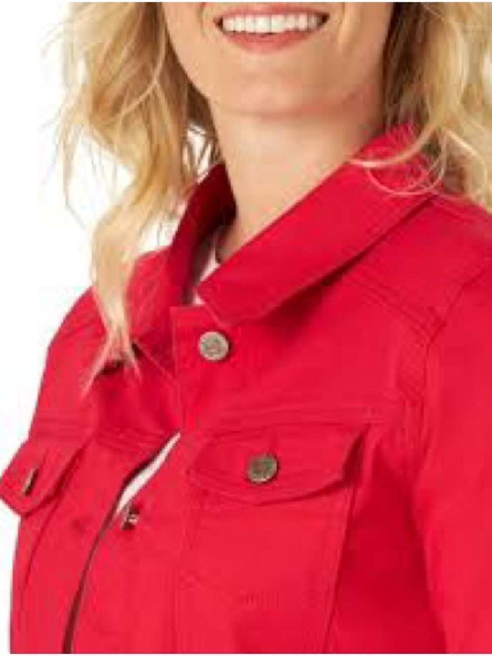 Riders by Lee Women's Bright Red Jean Jacket, M - Picture 3 of 3